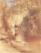 Samuel Palmer A Cascade in Shadow,Drawn on the Spot,near the Function of the Machno and Conway,North Wales oil painting on canvas